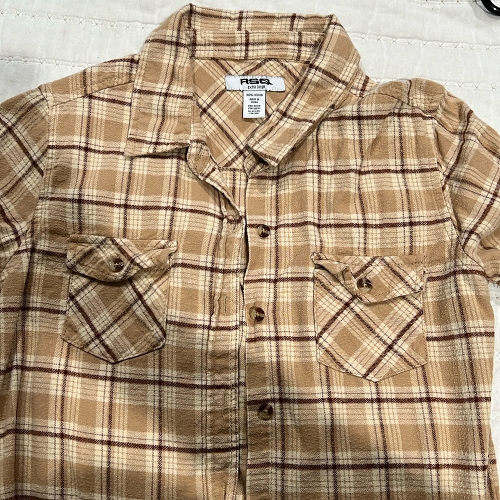 RSQ Oversized Plaid Girls Flannel Shirt